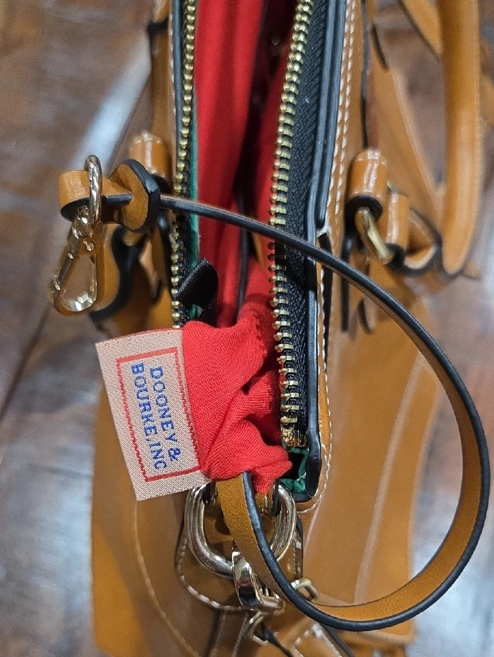 Dooney & Bourke Tan Leather Satchel with Crossbody Strap